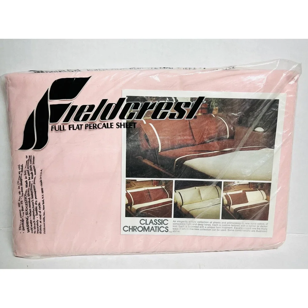 Vintage Fieldcrest Pink Full Flat No Iron Percale Sheet Made in USA NOS NEW